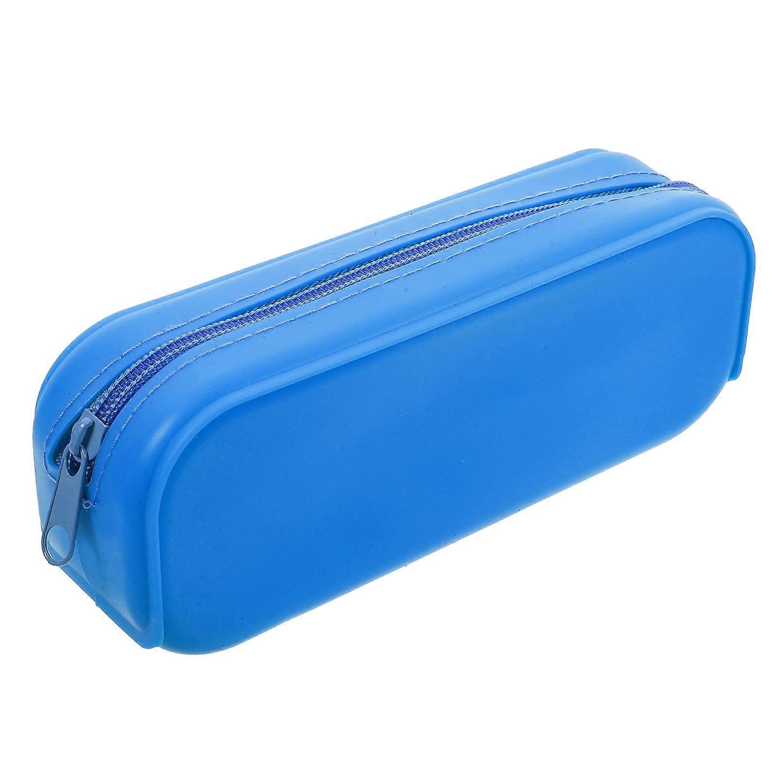 Aesthetic Pencil Case Dark Blue Storage Organizer Rectangular Shape For School Kids 1Pcs