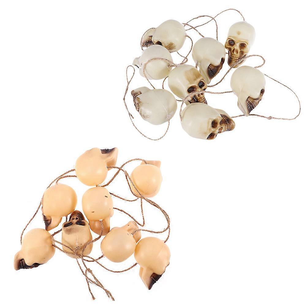 Halloween Skull Pendant String Decorative for 2Sets Party Layout Prop