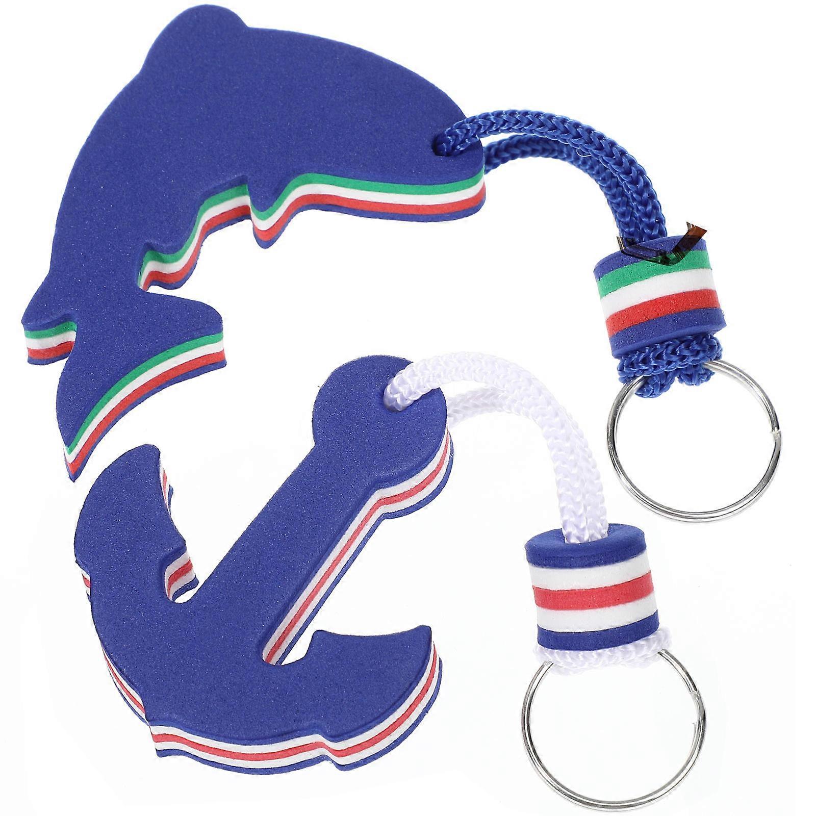 Floating Key Ring Eva Dolphin and Anchor Key Chain for Keys 2Pcs Blue