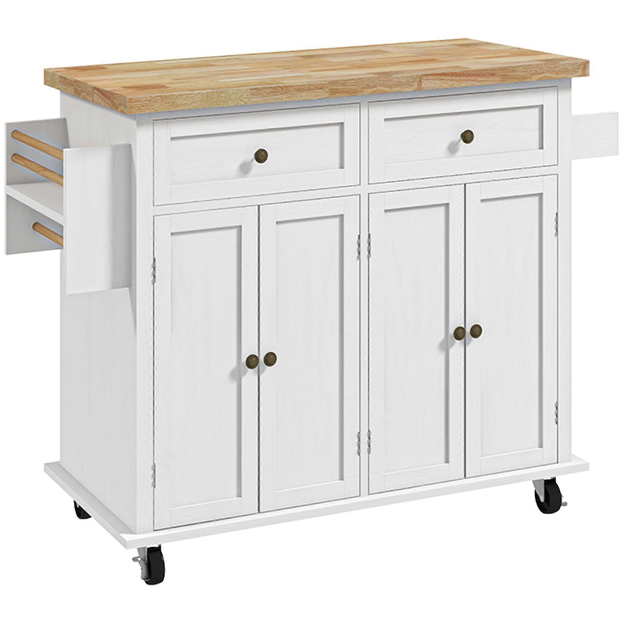 Rolling Kitchen Island Cart with Storage Drawers and Top