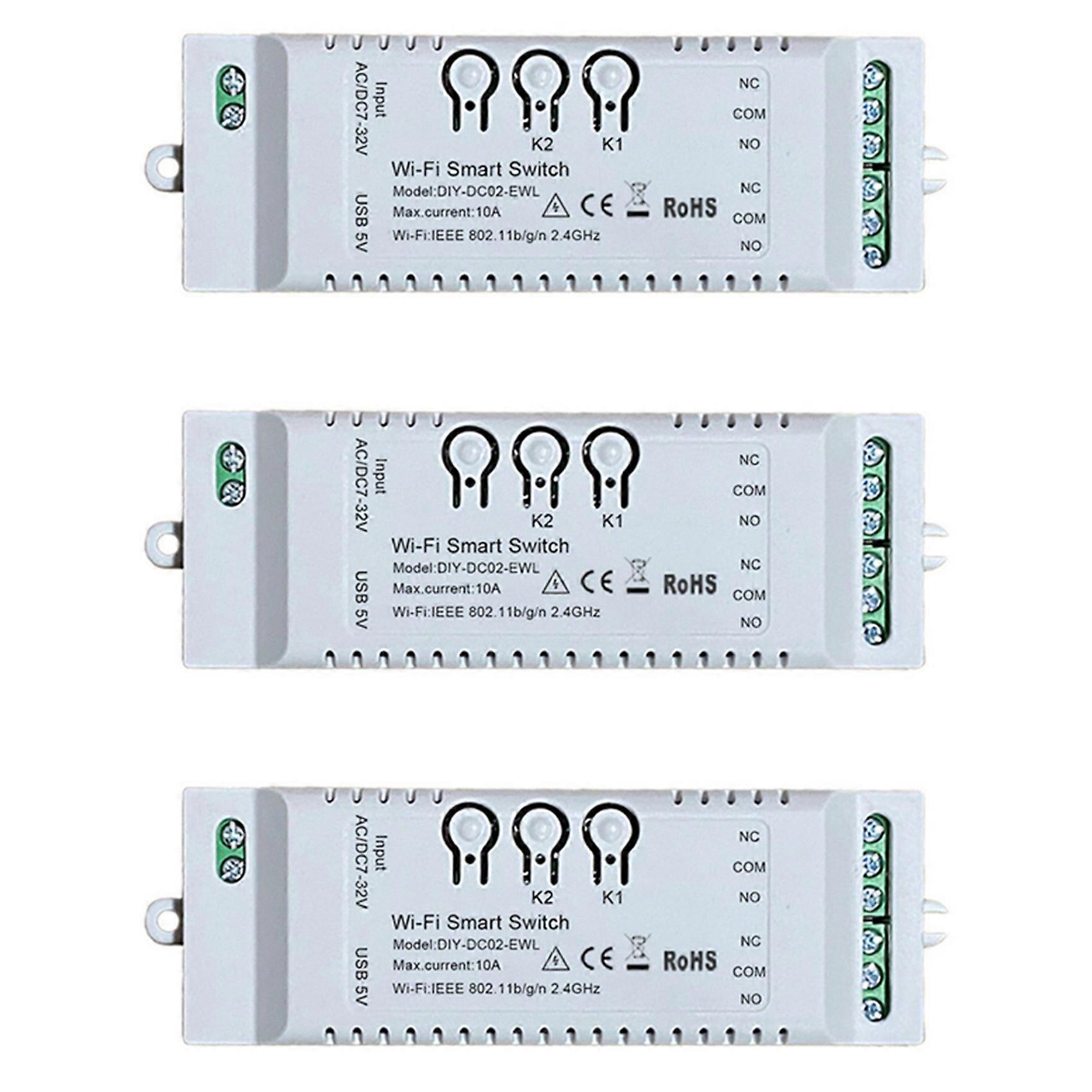 3X 2CH WiFi Smart Switch DIY Timer EWeLink APP 7-32V USB 5V 2.4G WiFi Home Automation Module for Alexa Google Home IFTT