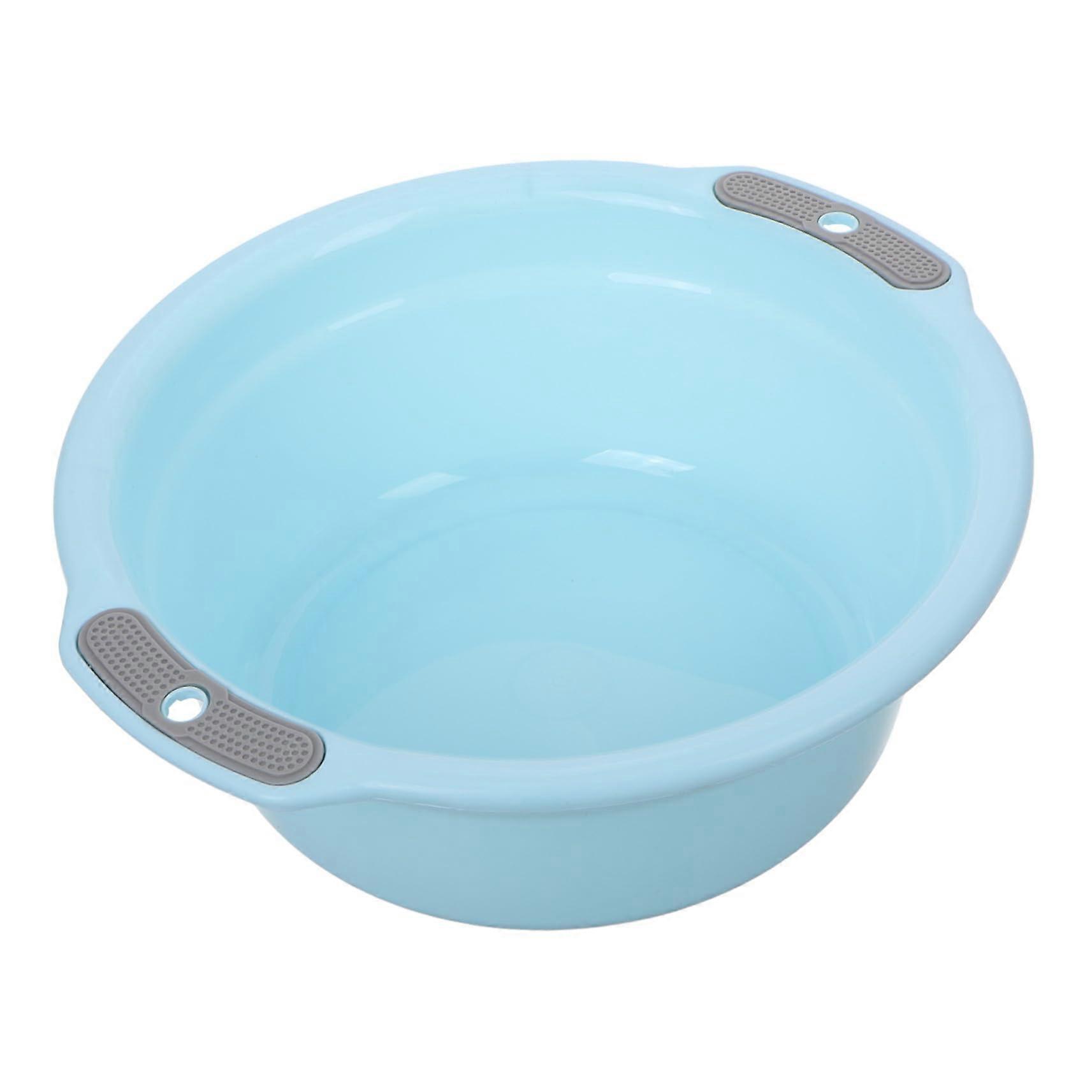 Thickened Transparent Plastic Basin With Handles For Face Washing And Foot Bath Tub For Vegetables And Fruits Light Blue