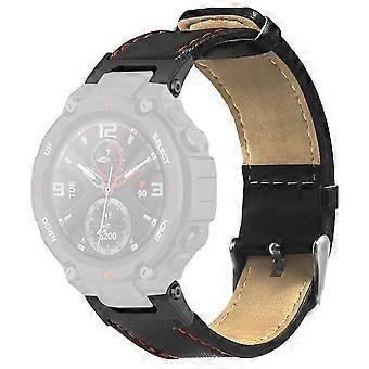 För Huami Amazfit T-Rex / T-Rex Pro Ersättning Klockband Stitching Äkta Cow Läder Handledsrem, B