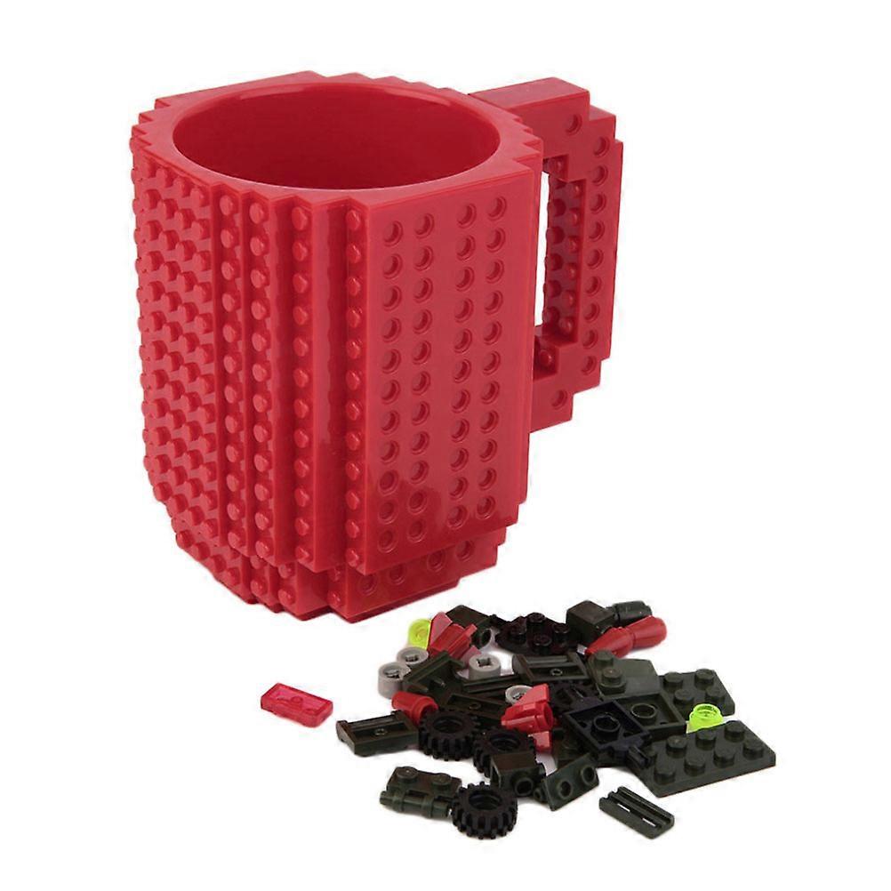 Build-on Brick Mug DIY Puzzle Cup for Drinking Red Coffee Mug