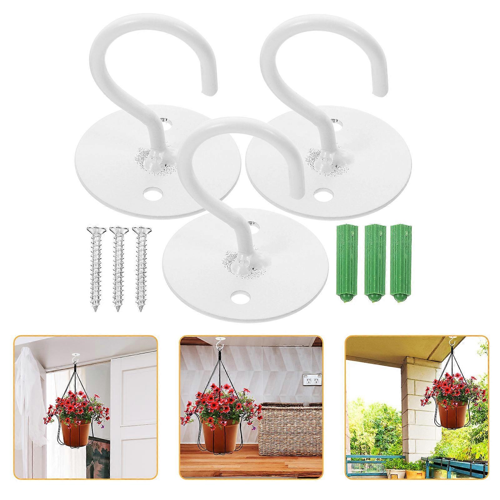 1Set White Metal Ceiling Hooks for Hanging Plants and Planters