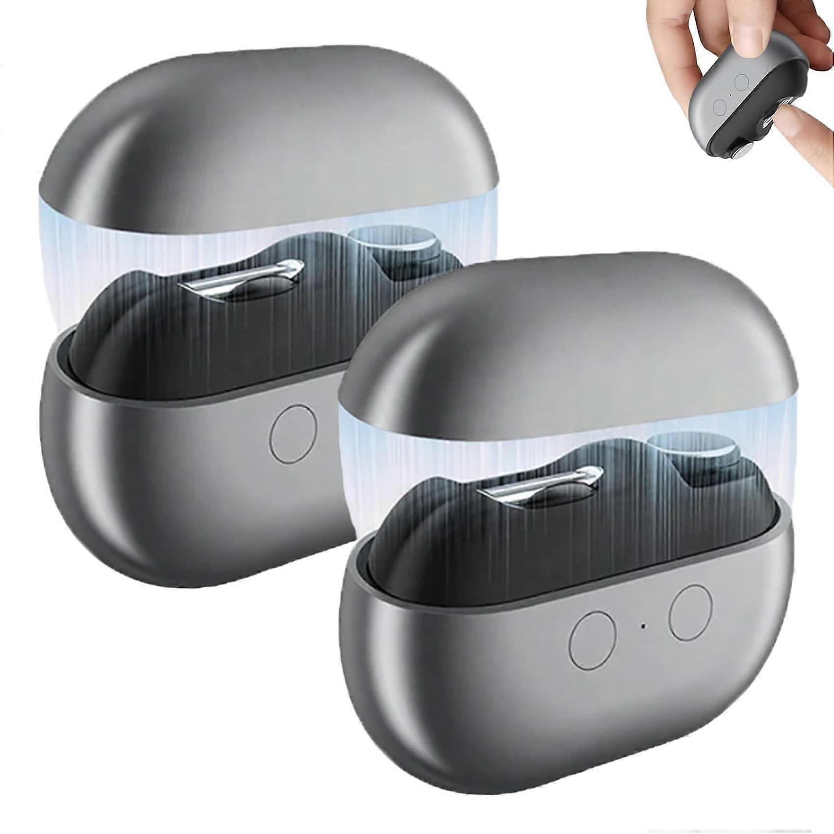 Electric Nail Clipper with LED Light, Rechargeable Trimmer for Thick Nails, 2 Pack Gray