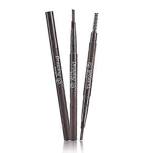 Waterproof Eyebrow Pencil with Brush 3D Triangle Tip Dual Ended Black for Precise Shaping