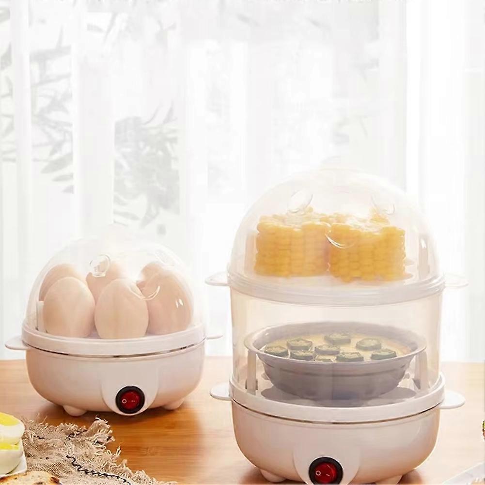 Electric Egg Cooker Automatic Steamer Double Layer Multi Function Breakfast Machine Appliance for Boiling Poaching US