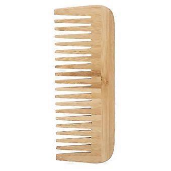 Haarkam van bamboe met brede tanden voor het voorzichtig ontwarren van lang haar, zowel nat als droog. Lichtgewicht en comfortabele grip.