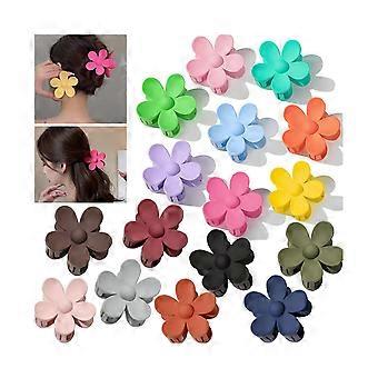 16Pcs Large Matte Flower Claw Clips for Women Girls, Non‑Slip Strong Hold Hair Accessories, 16 Colors Durable Break‑Resistant Hinge