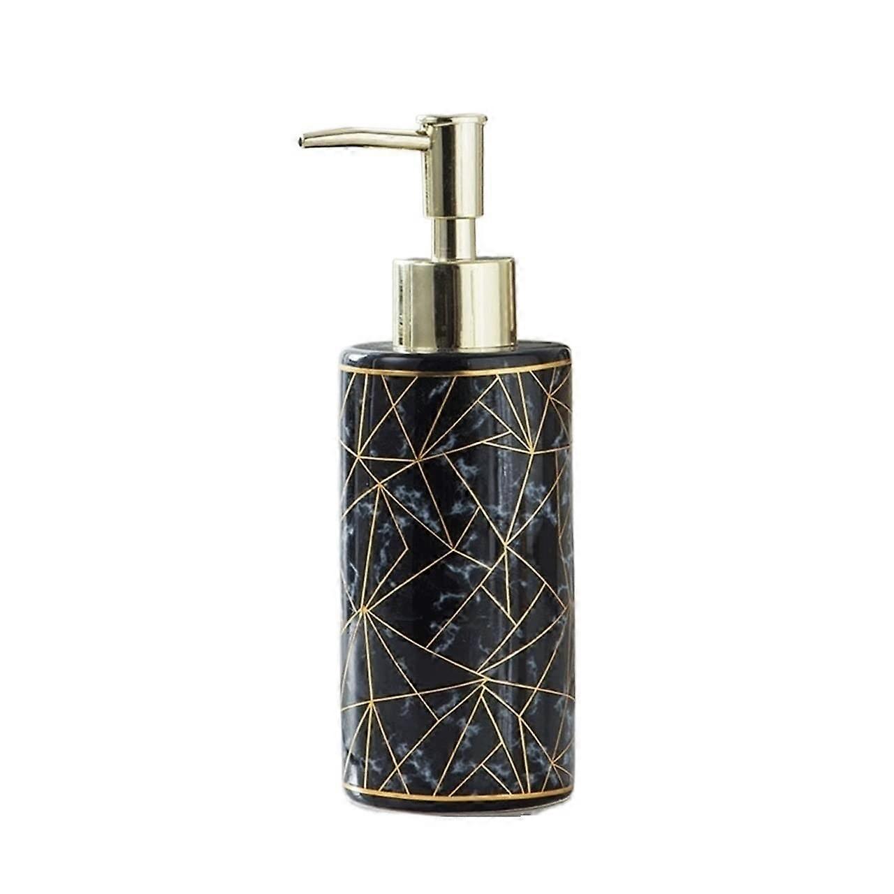 Black Ceramic Soap Dispenser Elegant Refillable for Bathroom or Kitchen Sink Liquid Soap