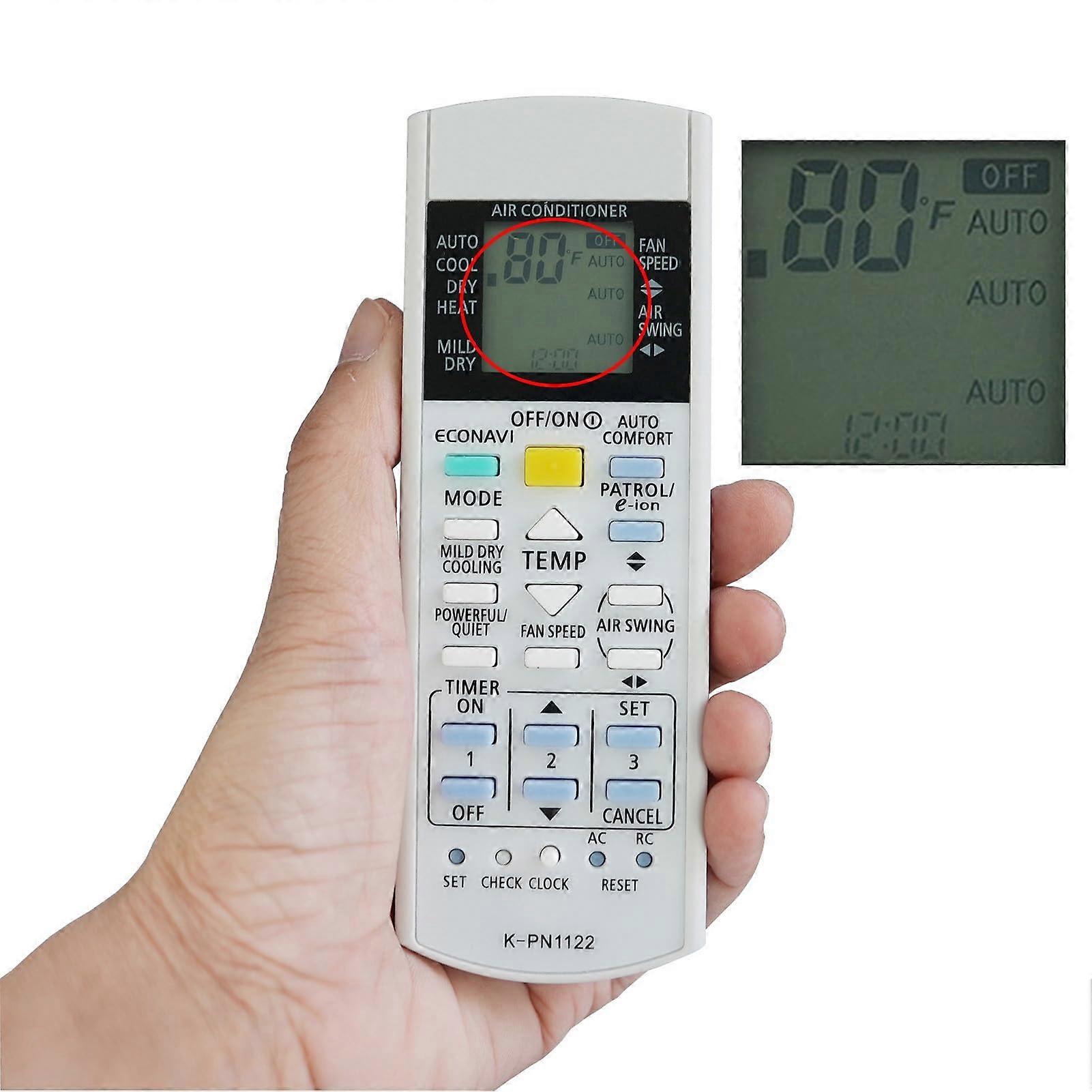 A75C3576 Universal Replacement Remote for Panasonic Air Conditioner with Celsius and Fahrenheit Display