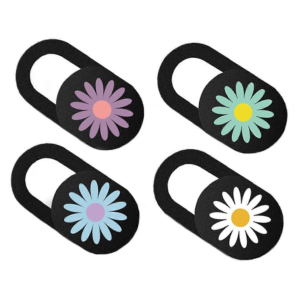 4pcs Ultra Thin Daisy Pattern Webcam Cover Privacy Slider for Laptop Tablet Smartphone