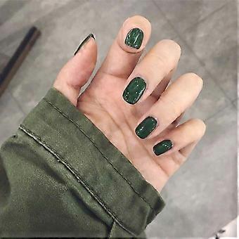 Square Press On Nails Kit Short Green Christmas Fake Nails 24pcs Full Cover Glossy for Women