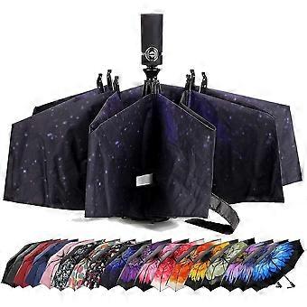 Umbrella Windproof Travel Umbrella Compact Folding Sun Umbrella, Starry Sky (Automatic)