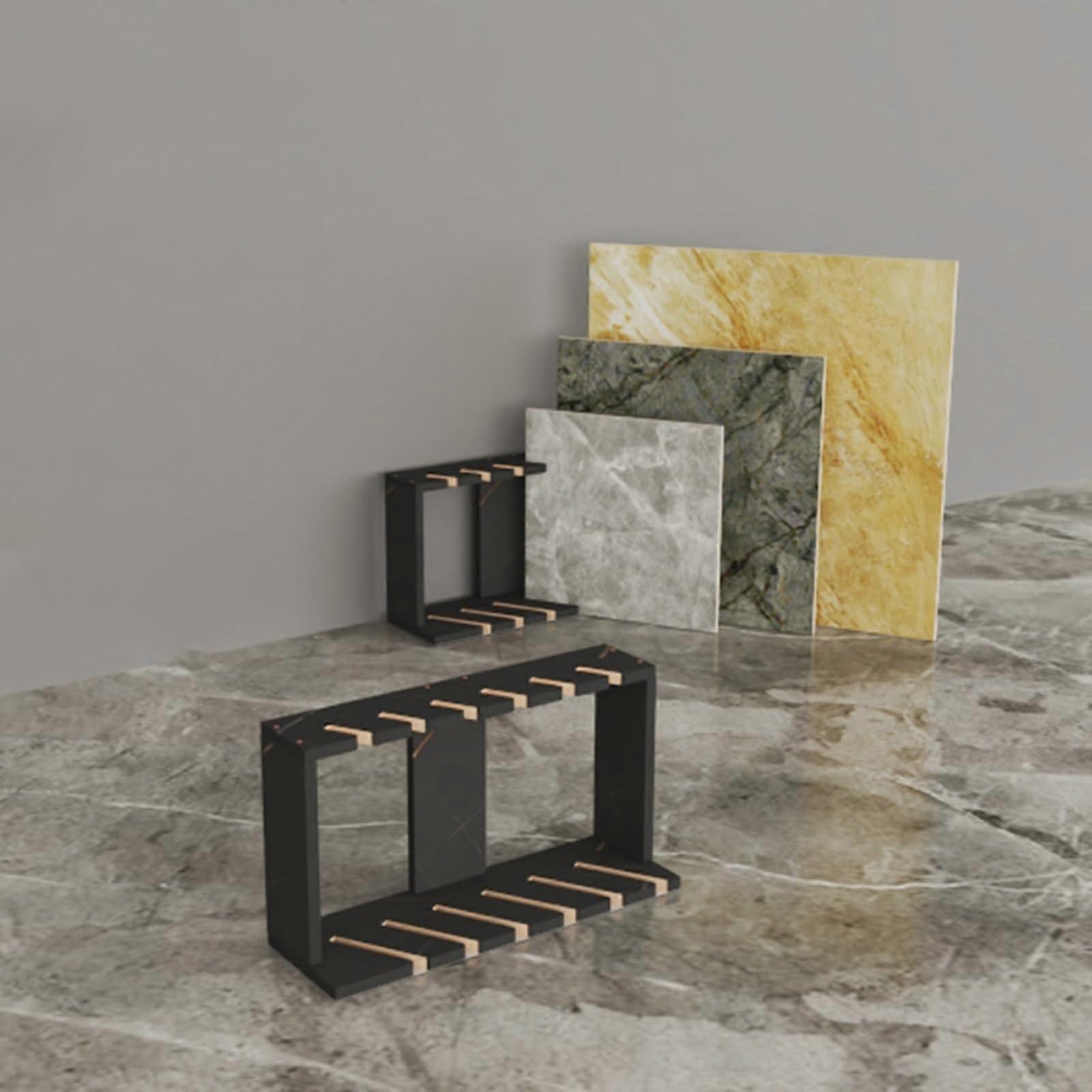 Black Tile Display Rack 60x33x19.5cm for Showroom, SpaceSaving Porcelain Tile Sample Stand
