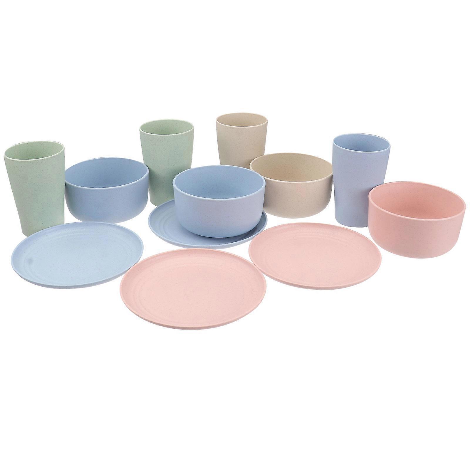 Household Tableware 4Sets Bowl Cup Plate Set for Home Using ABS