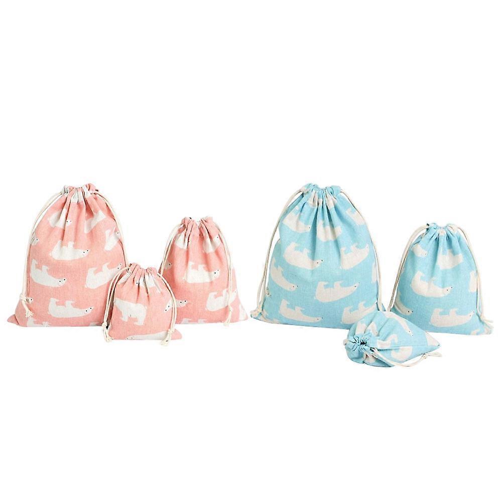 Drawstring Storage Pouch Cotton Linen Bags for Storage 6Pcs Assorted Color