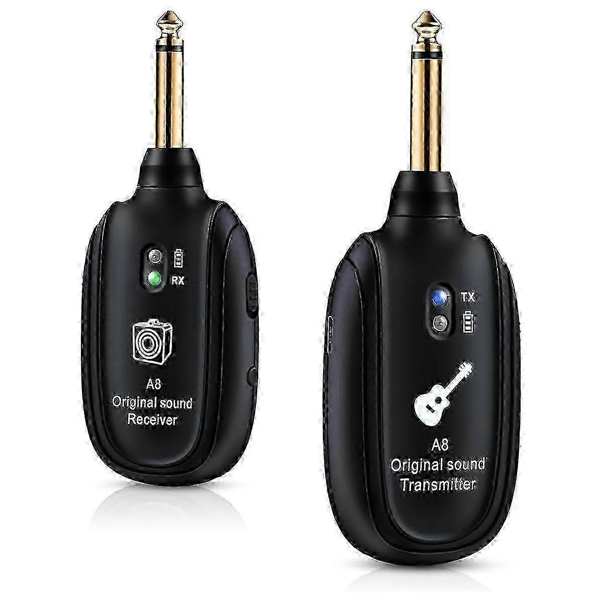 Oppladbart trådløst gitarsystem UHF-sender/mottaker A8