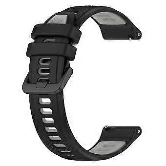 Urrem til Garmin Forerunner 55 20mm Tofarvet silikonerem (Sortgrå)
