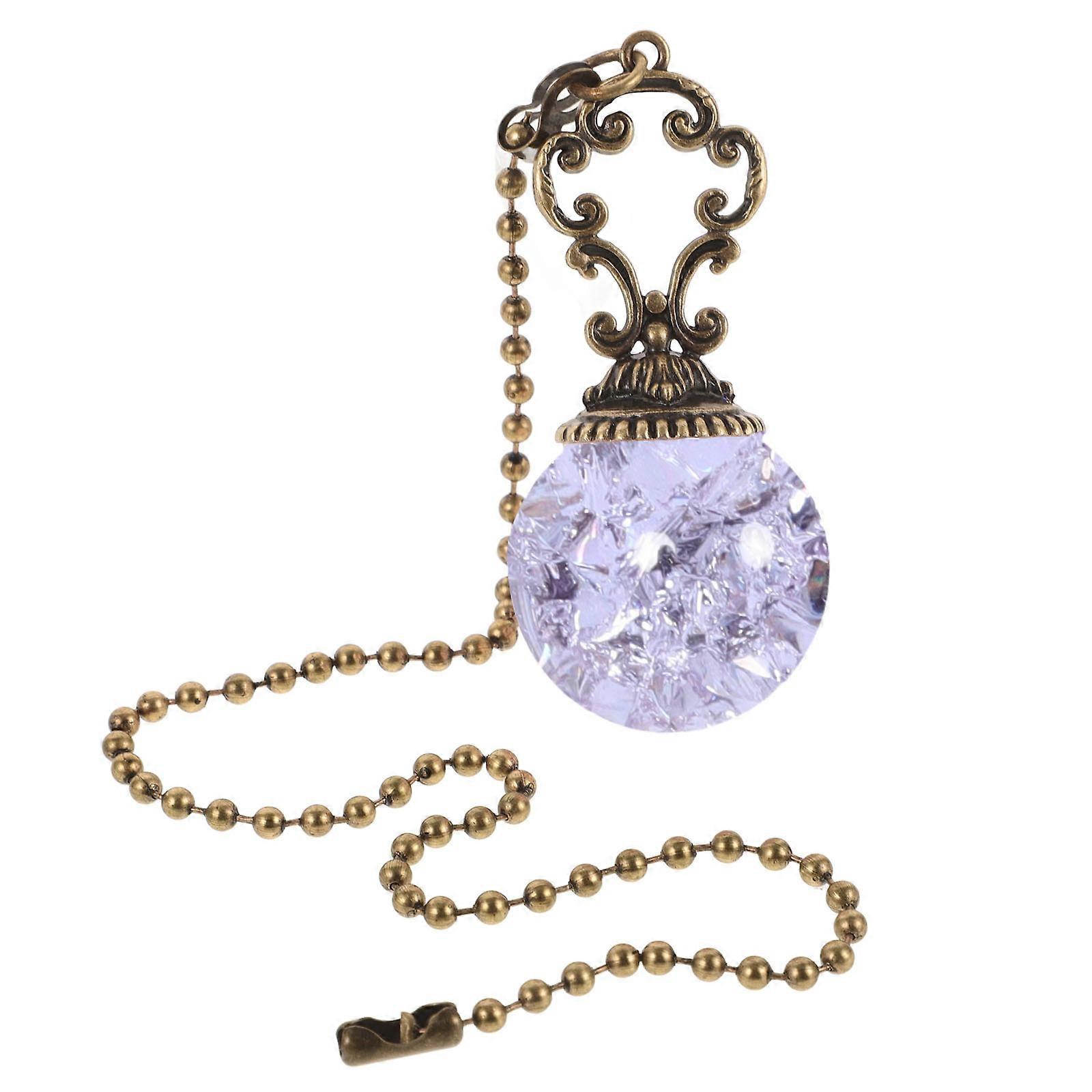 Lavender Crystal Fan Pull Chain Extension Decorative Ceiling Light Accessory