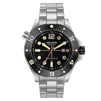 FeelNever Professionelle, lässige, sportliche mechanische Herrenuhr aus Edelstahl mit Saphirglas, wasserdicht bis 50 Bar, automatische Datumsanzeige, Armbanduhr, Reloj Hombre