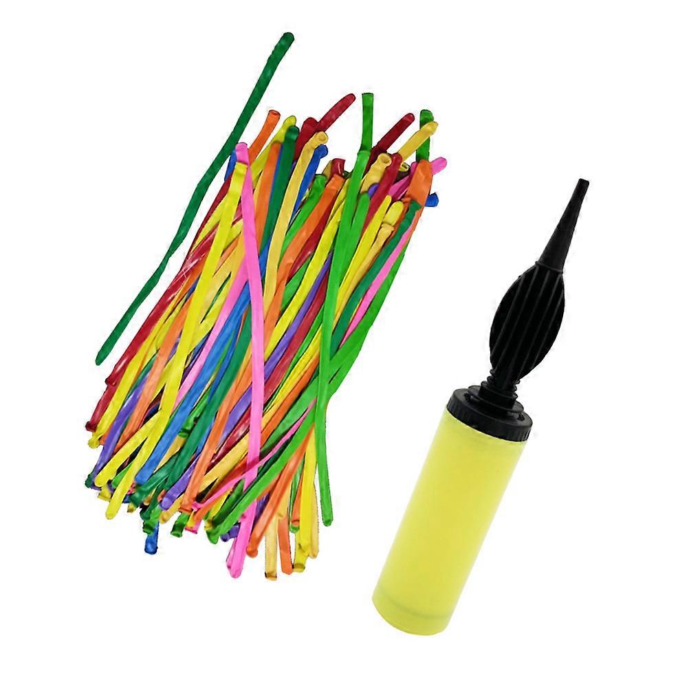 100pcs Rainbow Colored Latex Balloons Twisting Modeling Strip Shape Balloon
