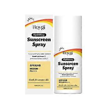 Protetor solar hidratante em spray, FPS 30 PA++++, resistente à água e ao suor, proteção UV de amplo espectro para rosto e corpo, suave para peles sensíveis, 60 ml/2 fl oz