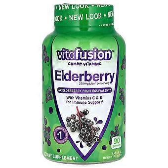 VitaFusion, Gummy Vitamins, Elderberry with Vitamins C & D, Natural Berry, 90 Gummies