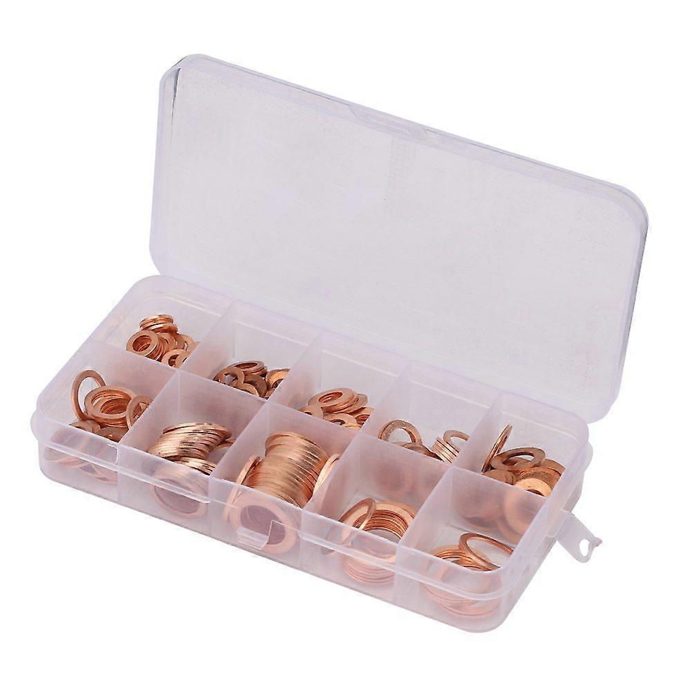 200pcs m5-m14 solid copper washers flat ring assortment set professional hardware in box [MI]