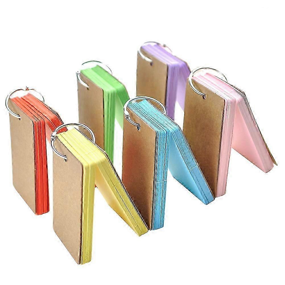Assorted Color Flashcards | Binder Ring Design | Portable for Study & Office | 6 Pcs