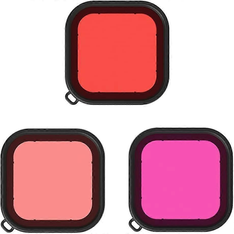 Waterproof Case Filter Camera Diving Filter Camera Protector Photography Accessories Compatible ( Red Purple Pink) (3pcs)