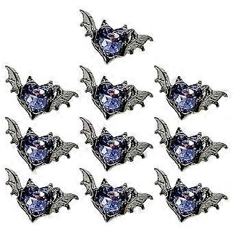 10 stks Nagel Charms Donkere Stijl Vleermuis Liefde Vleugels Luxe Sieraden Legering Stevige Nail Art Accessoires voor Manicure Qinghai