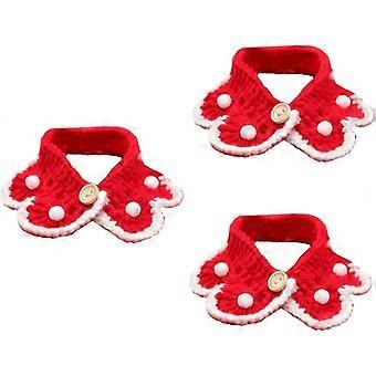 3 pcs pet Scarf Girls Necklace Bibs for Cotton Decor Dog Collar Dog Bandana cat Scarf Puppy Neckerchief Decorations Christmas Knitting -M 25-30cm