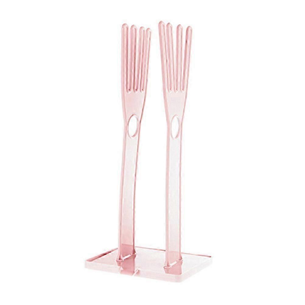 Multi-Functional Drain Rack with Rubber Gloves Holder for Kitchen - Pink