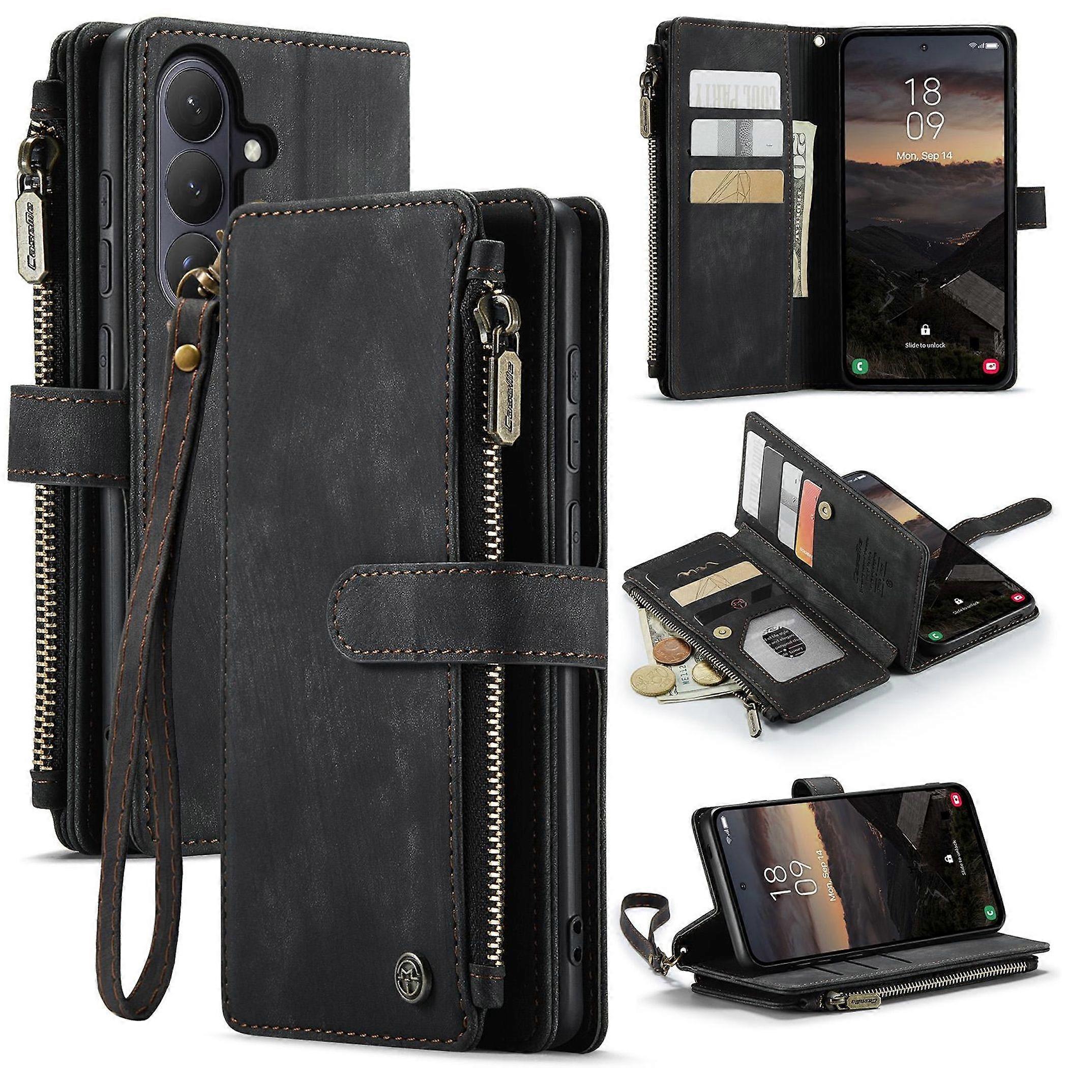 Flip phone case for Samsung Galaxy S26 Plus, faux leather with zipper