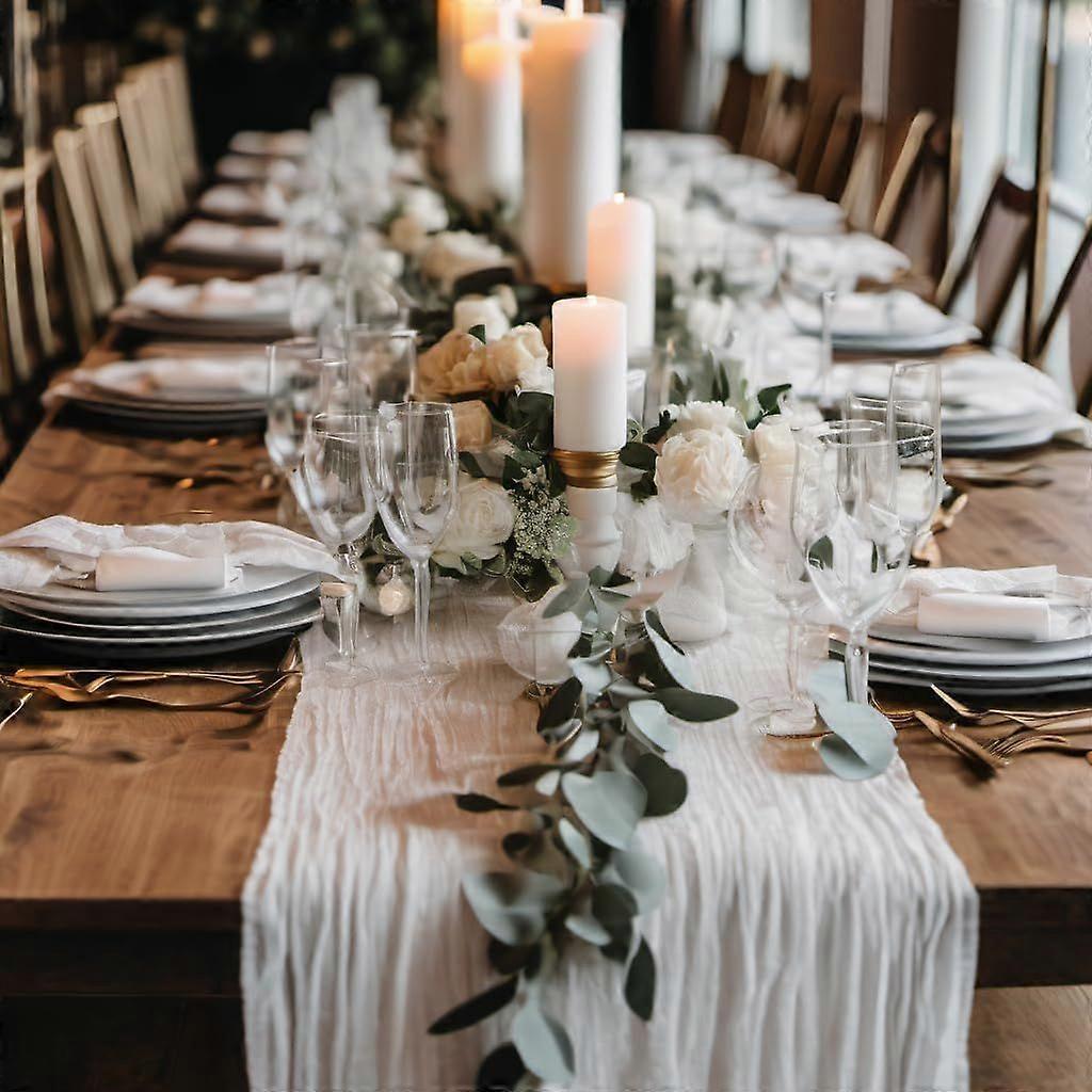 White Cheesecloth Table Runner - Eco-Friendly Gauze Table Runner, 10ft for