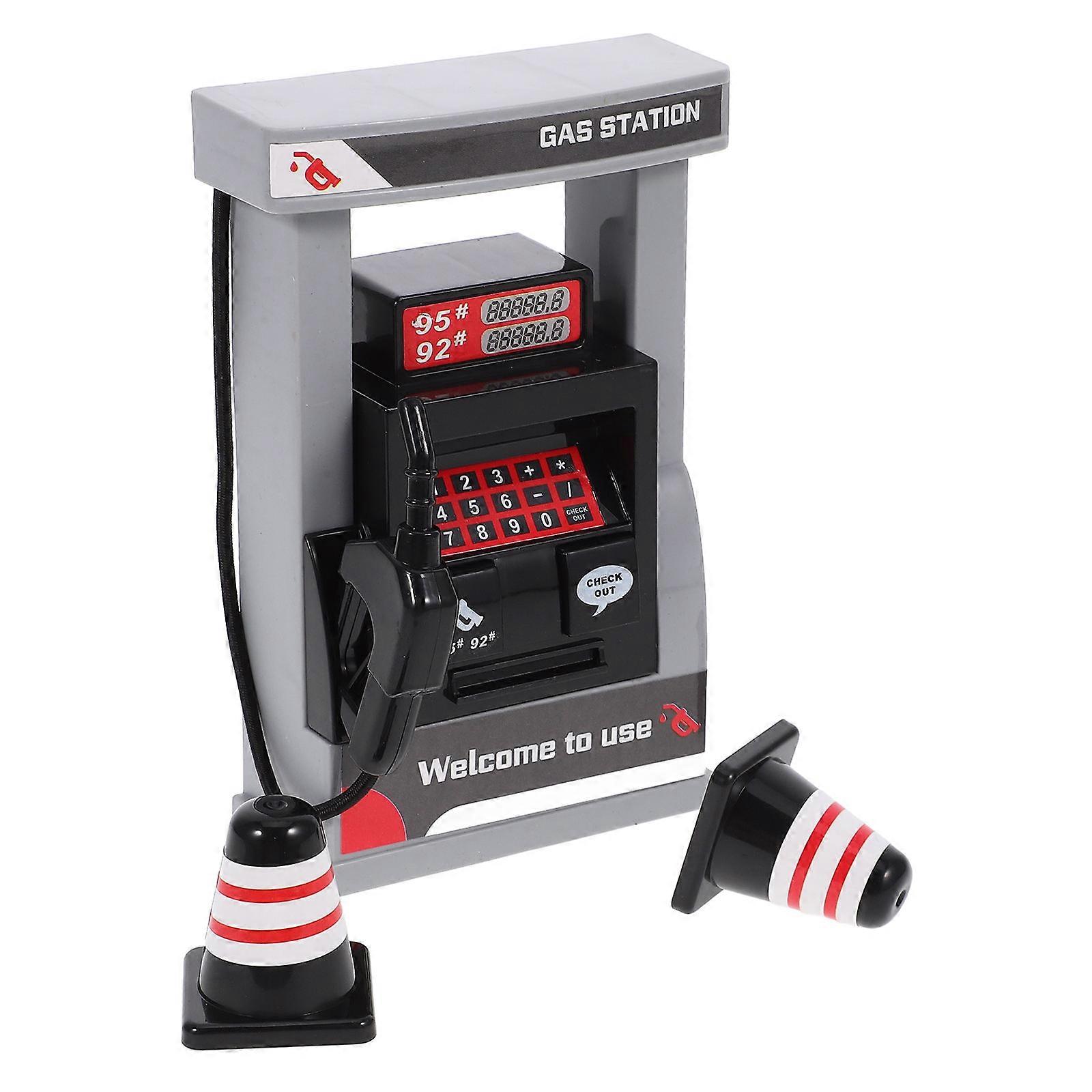 Simulation Gas Station Model Toy with Mini Roadblocks for Interactive Play 1Set