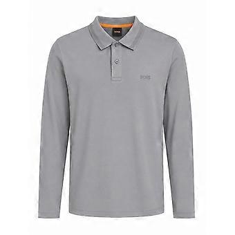 Men's Hugo Boss Casual Hugo Boss Men's Grey Interlock Long Sleeved Polo Shirt