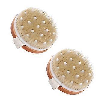 Long Handle Dry Body Brush for Cellulite & Circulation, Boar Bristle Wet Dry Exfoliating Brush