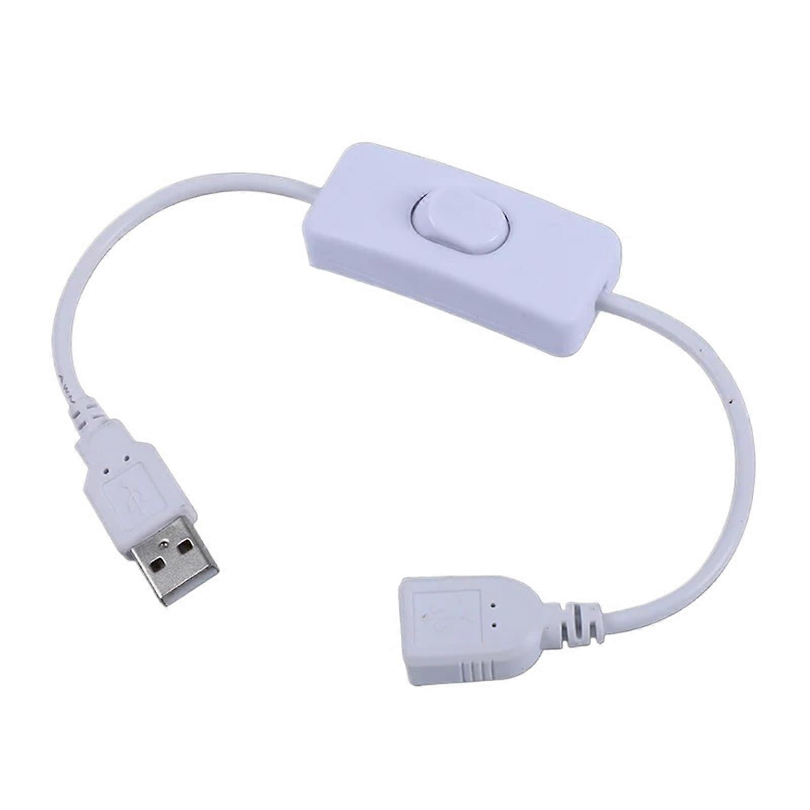 USB Switch Cable 28cm Inline Extension White, Easy Power Control for String Lights and USB Devices