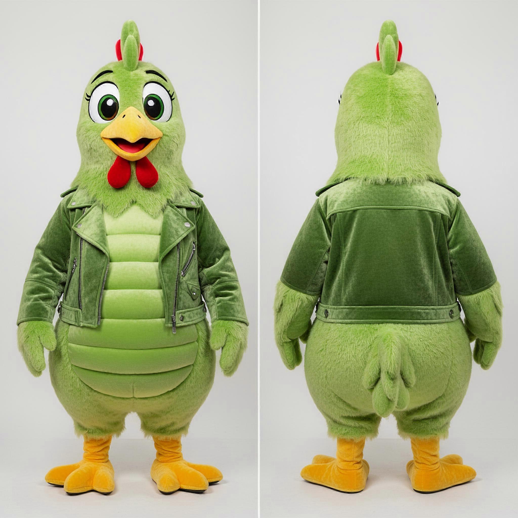 MASTICOT Lime Green Velvety Hens Mascot