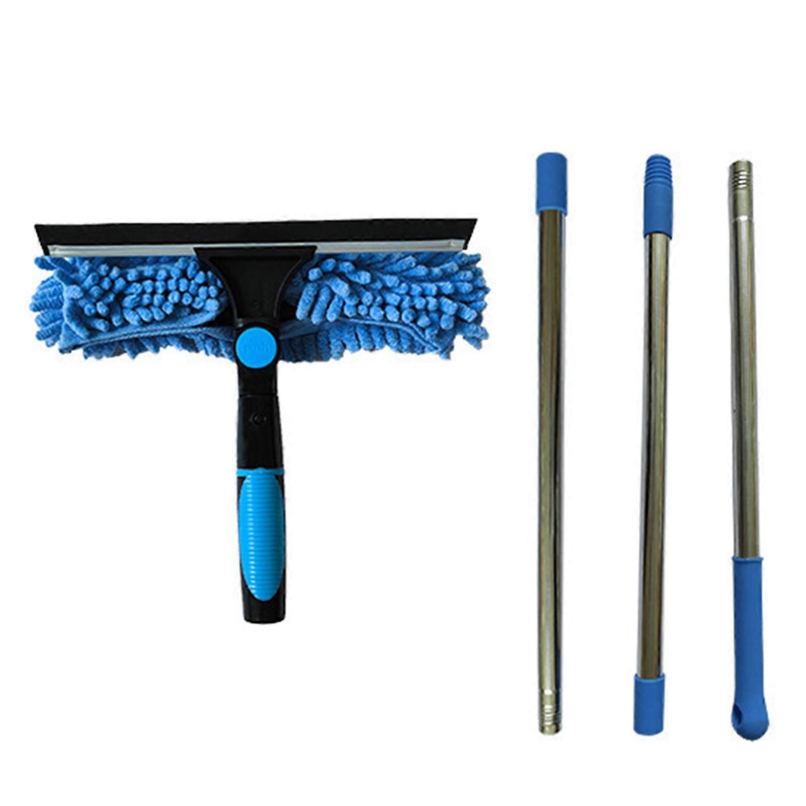 Window Scraper Squeegee Set, 2-in-1 Silicone Blade Long Handle Cleaner