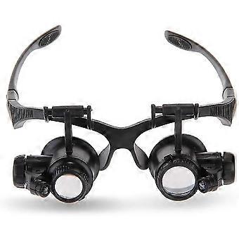 Schmuck Uhr Reparatur Lupe, Kopf montiert Lupe mit 2 LED-Leuchten, 10x 15x 20x 25x Uhr Reparatur Lupe