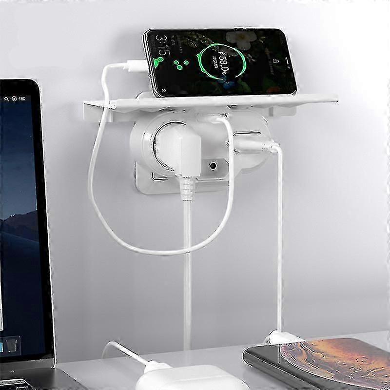 Multi-purpose Socket With Shelving Eu Socket Wall Plug One Turn Multi-socket Expansion Wall Socket Night Light Micro Usb Charge