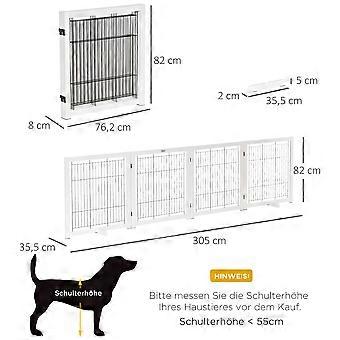Wooden safety gate, dog gate, protective gate, dog gate, security door, steel, white, 305 x 35.5 x 82 cm