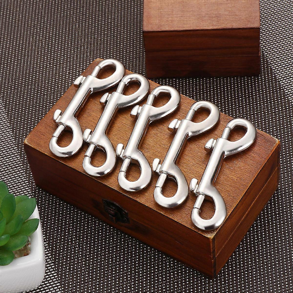 Diving Clips Double End Bolt Snap Hook for Diving Use 5Pcs Silver