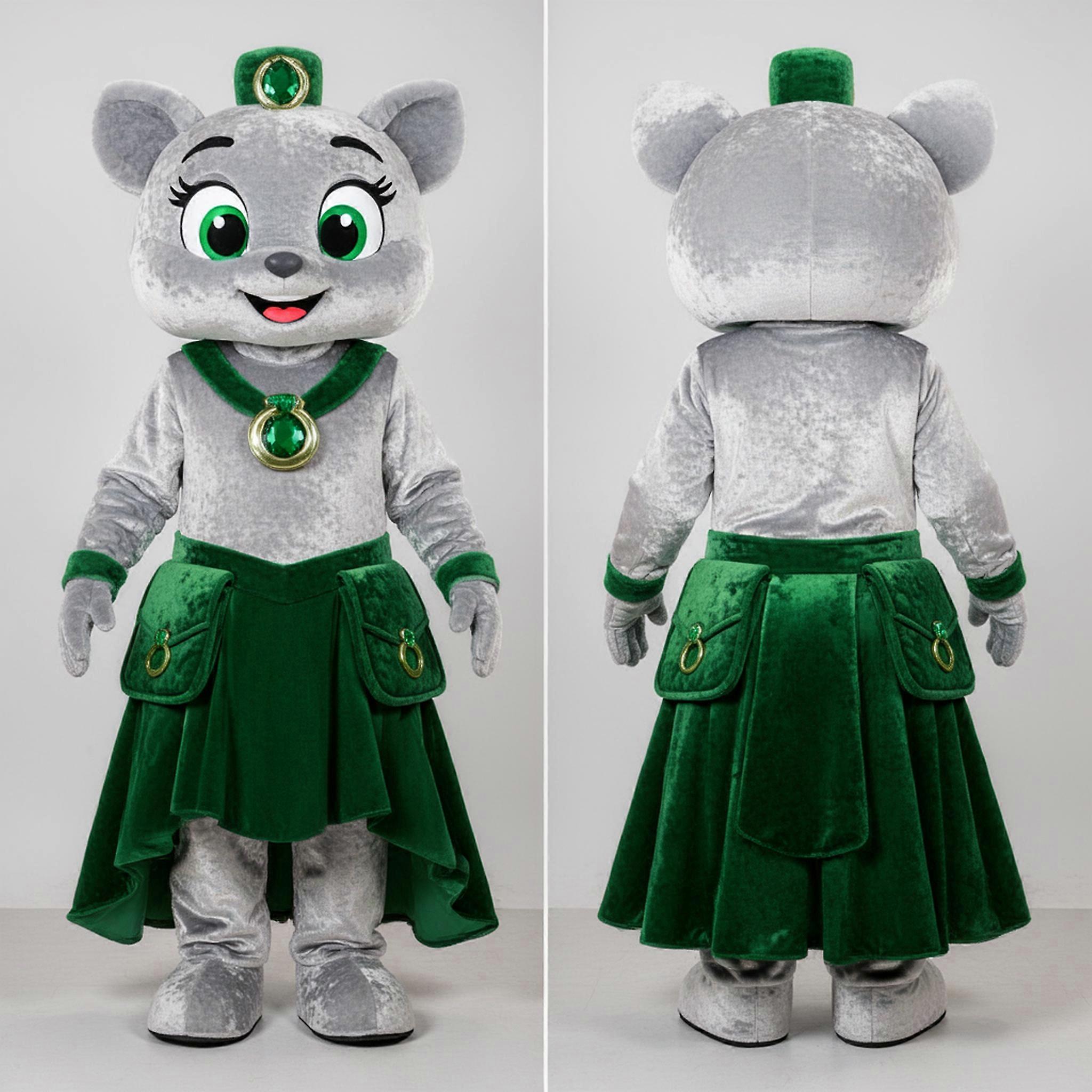 MASTICOT Emerald Green Flowing Irish Dancer Mascot