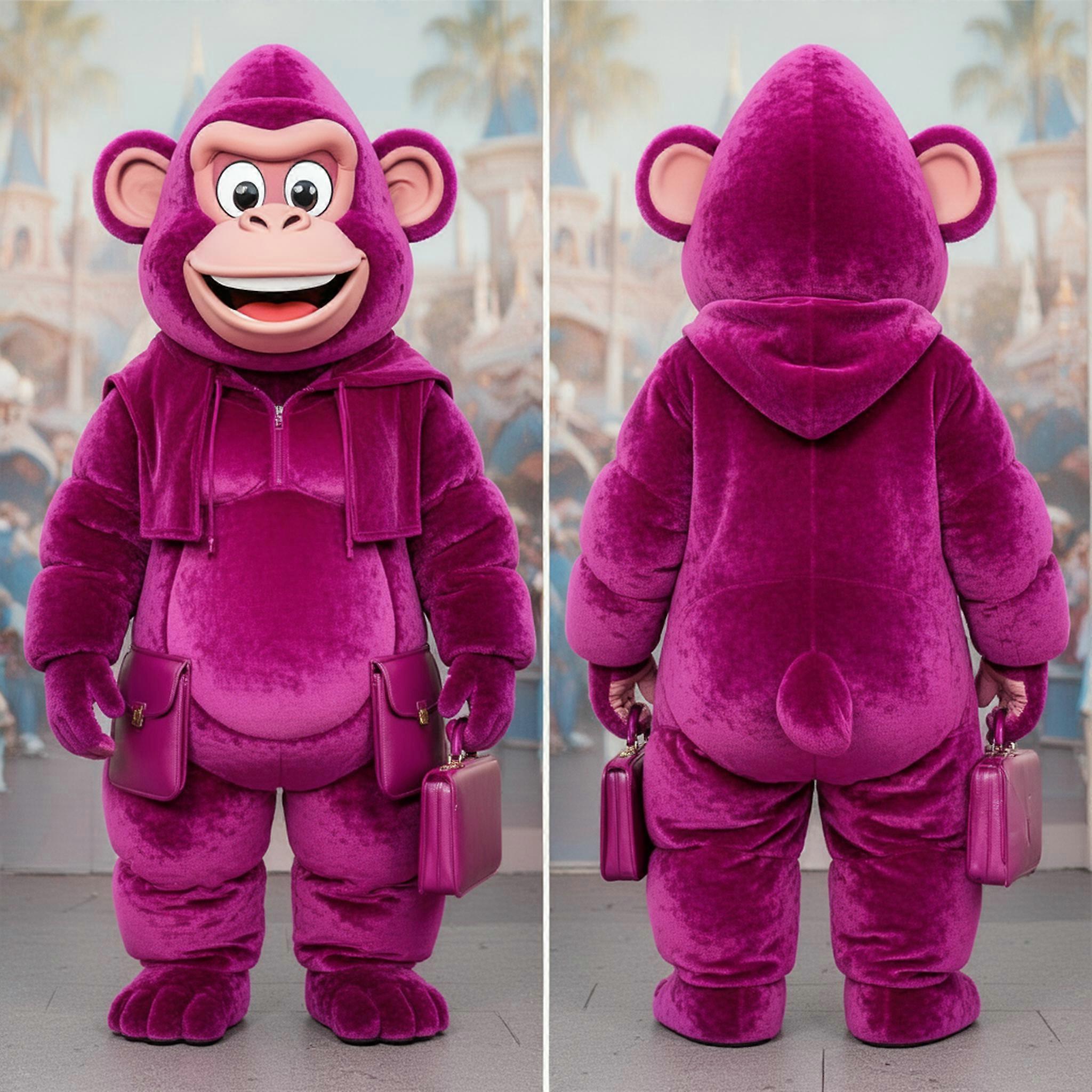 MASTICOT Magenta Velvety Gorilla Mascot