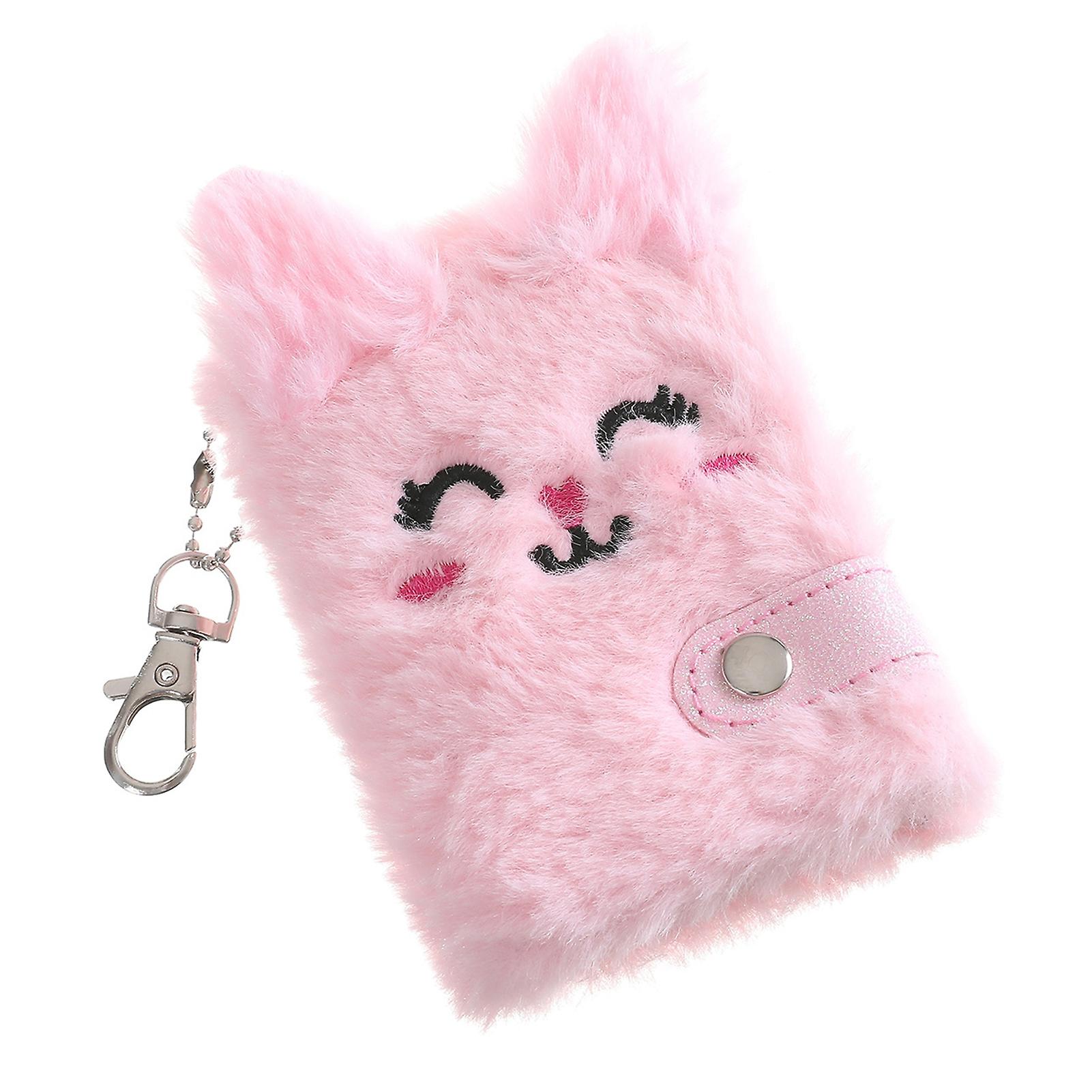 MengXiぬいぐるみノート80ページペンダントキーホルダーポケットサイズかわいい猫の女の子のためのジャーナルブック